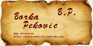 Borka Peković vizit kartica